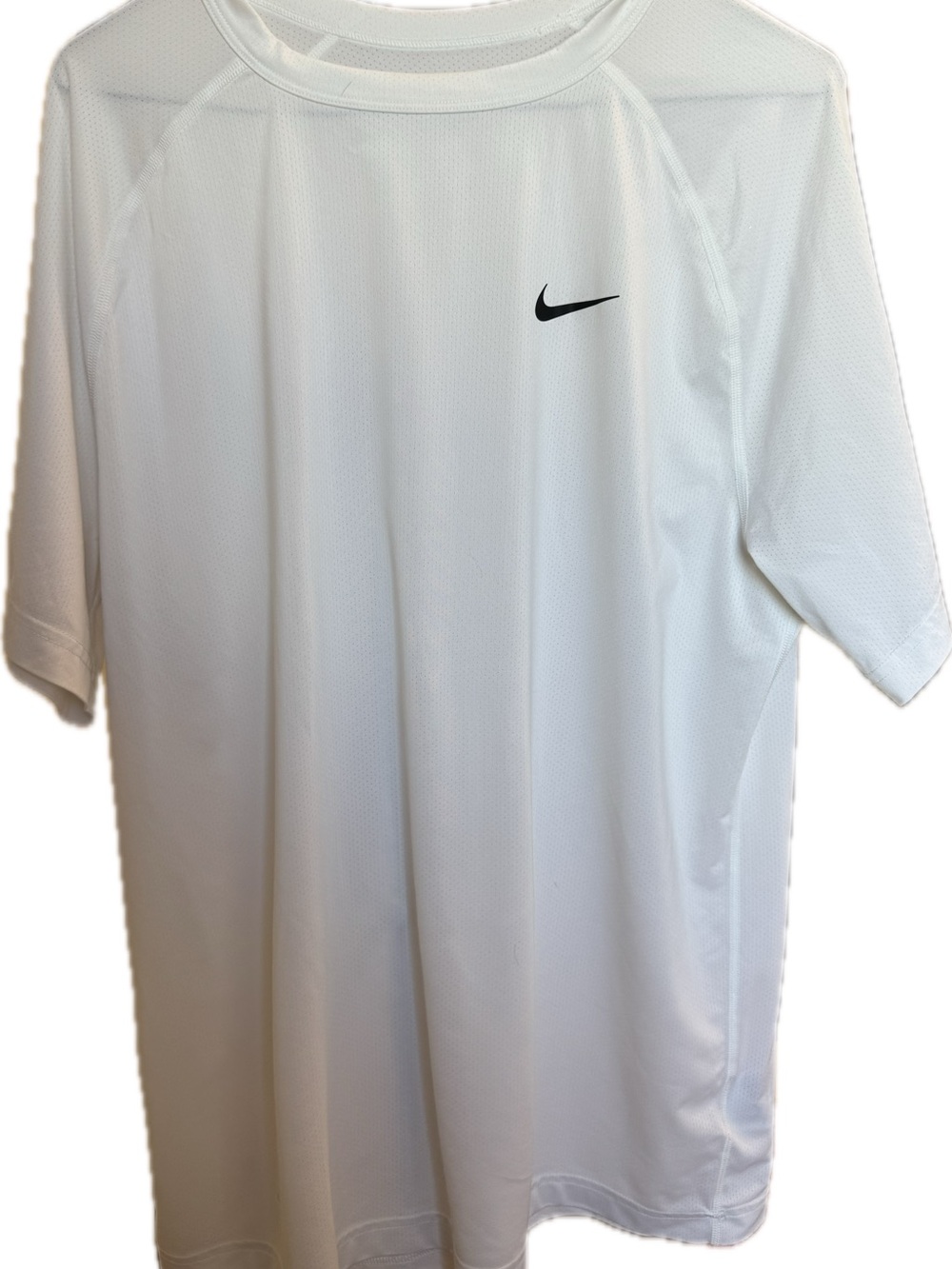 Nike White Short-Sleeve Dri-FIT Performance Tee with Black Swoosh